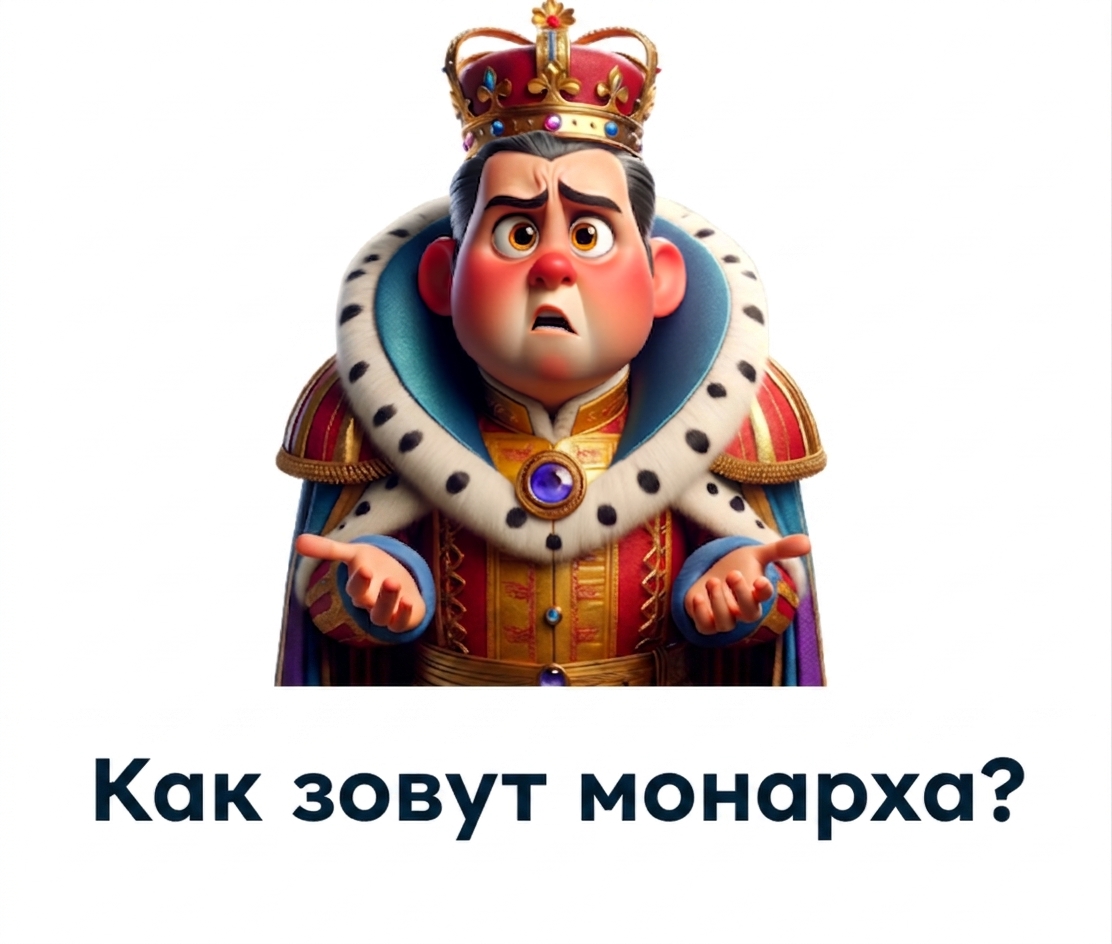 Растерянный монарх с вопросом «как зовут монарха»