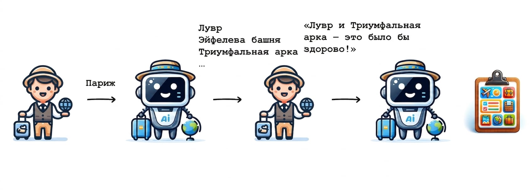 ИИ-гид составляет маршрут на основе выбранных мест.