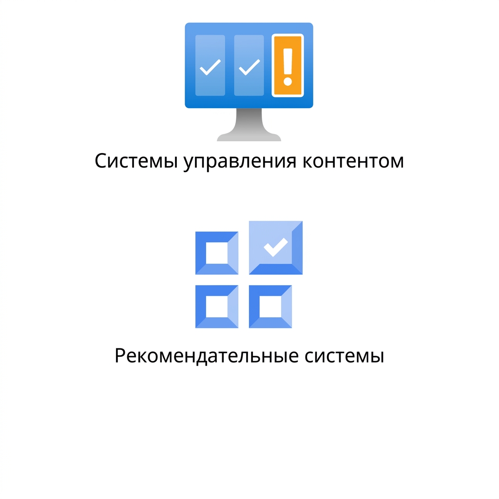 Иконки системы управления контентом и движка рекомендаций.
