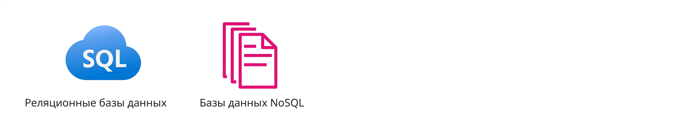 Иконки реляционных и NoSQL баз данных.