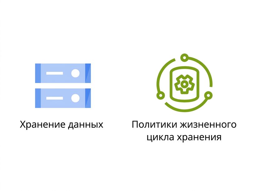 Иконки хранилища данных и политик жизненного цикла хранилища.