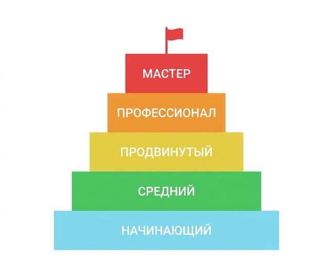 Изображение пирамиды с уровнями от начинающего до мастера