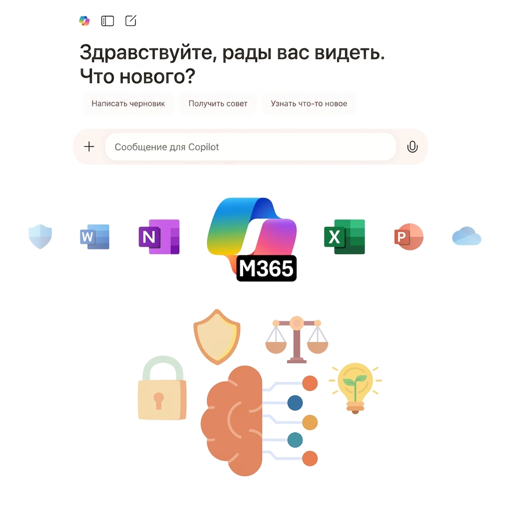 Значки Copilot chat и Copilot 365, а также иконка ответственного ИИ