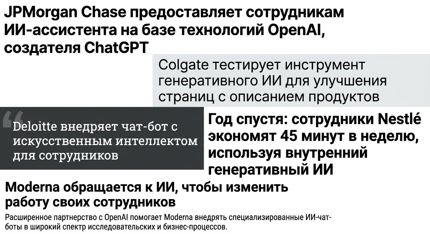 Новостные заголовки о разработке и внедрении моделей GPT в бизнесе