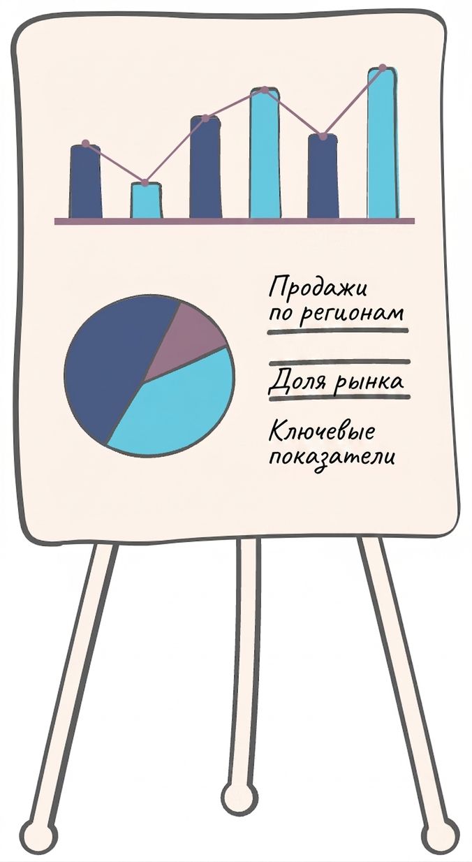 Стенд с презентацией и различными графиками