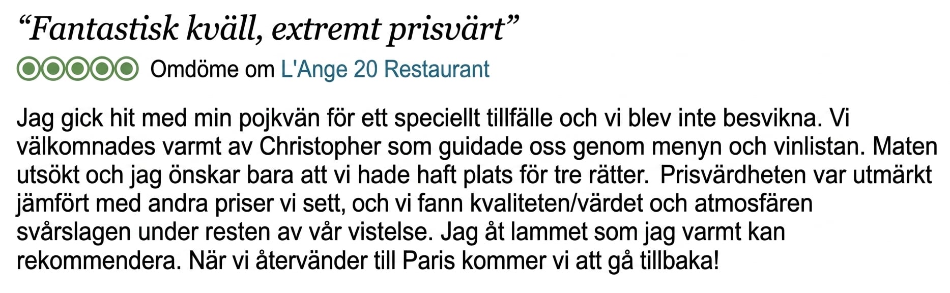 Exempel på recensionsdata