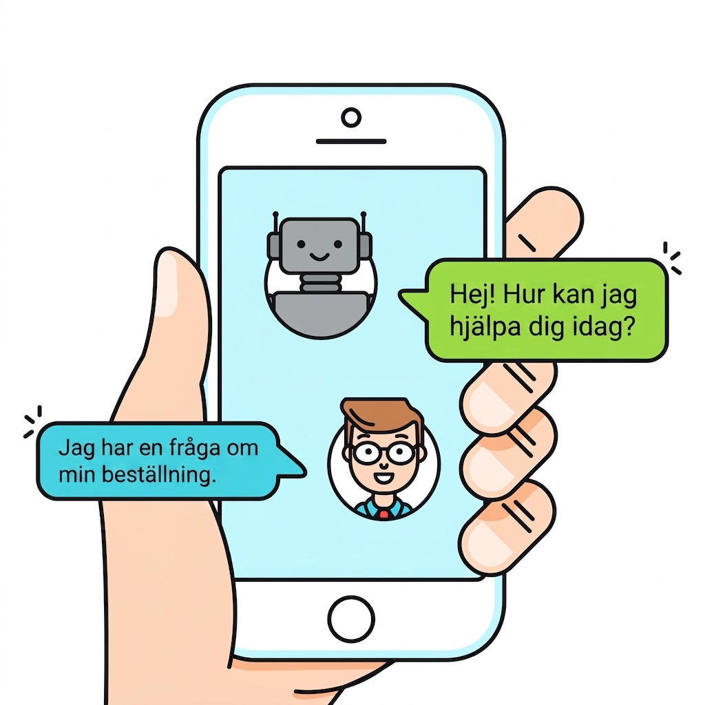 Man som chattar med en chatbot i smartphone