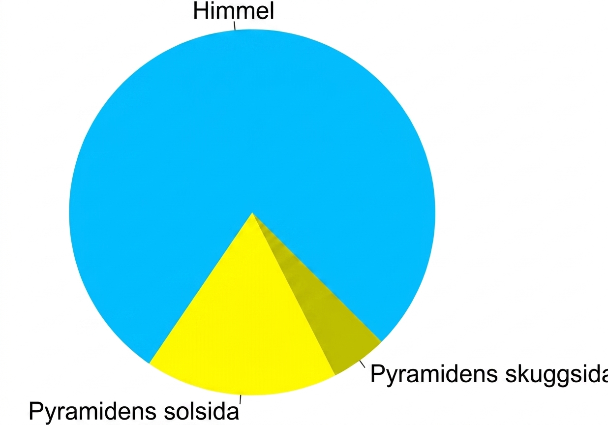 Cirkeldiagram med en pyramid och himmel