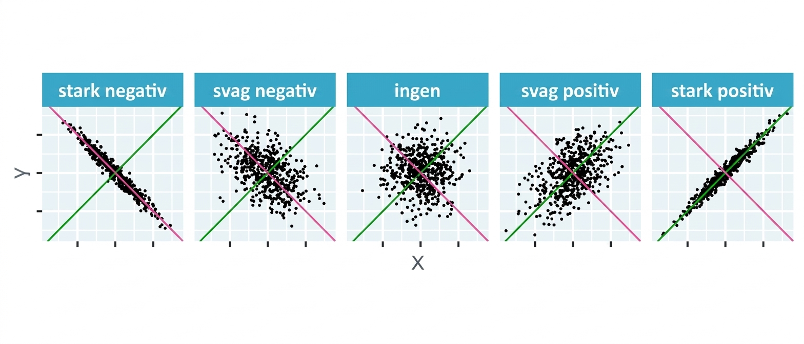Ett spridningsdiagram över korrelationer för teoretiska par av x- och y-koordinater.