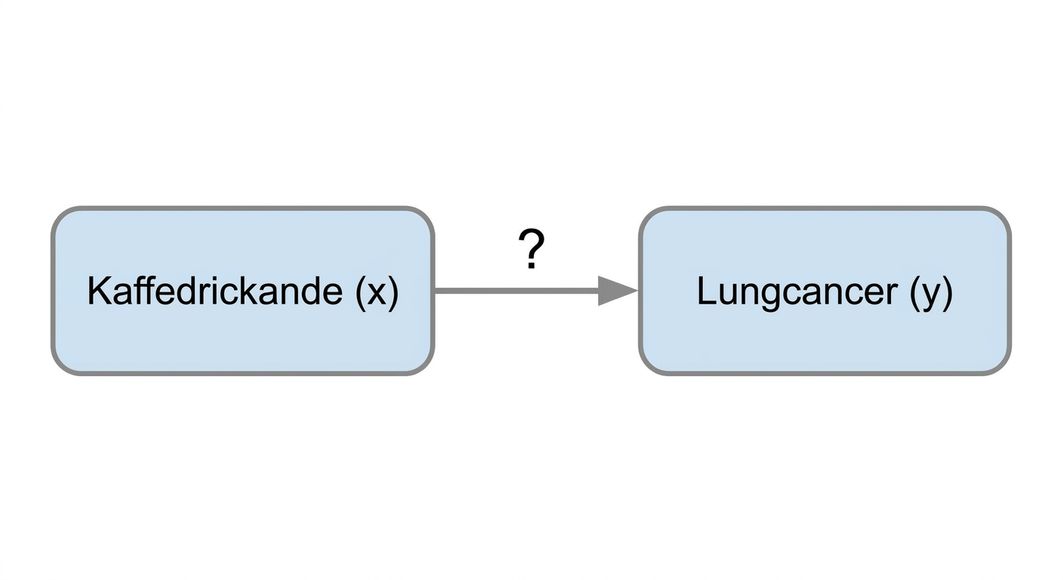 Kaffedrickande (x) med pil till lungcancer (y)