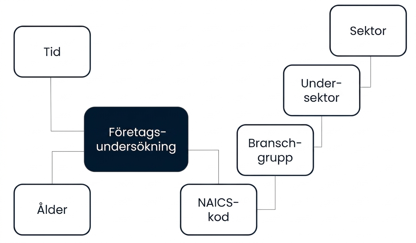 Diagram of a snowflake schema with an Establishment Survey fact surrounded by Age, Time, and NAICS code/Industry group/Subsector/Sector dimensions