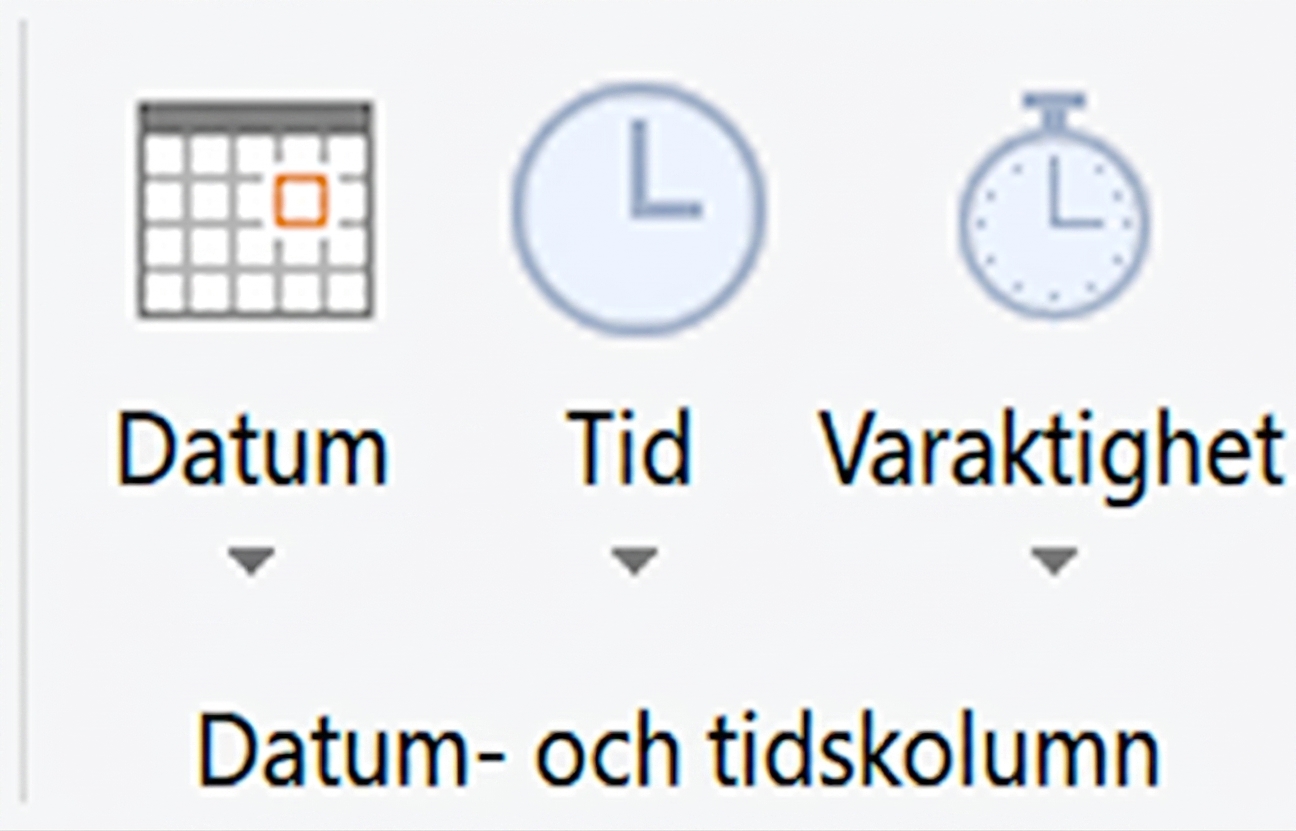 En skärmbild som visar alternativet för datumtransformationer i Power Query
