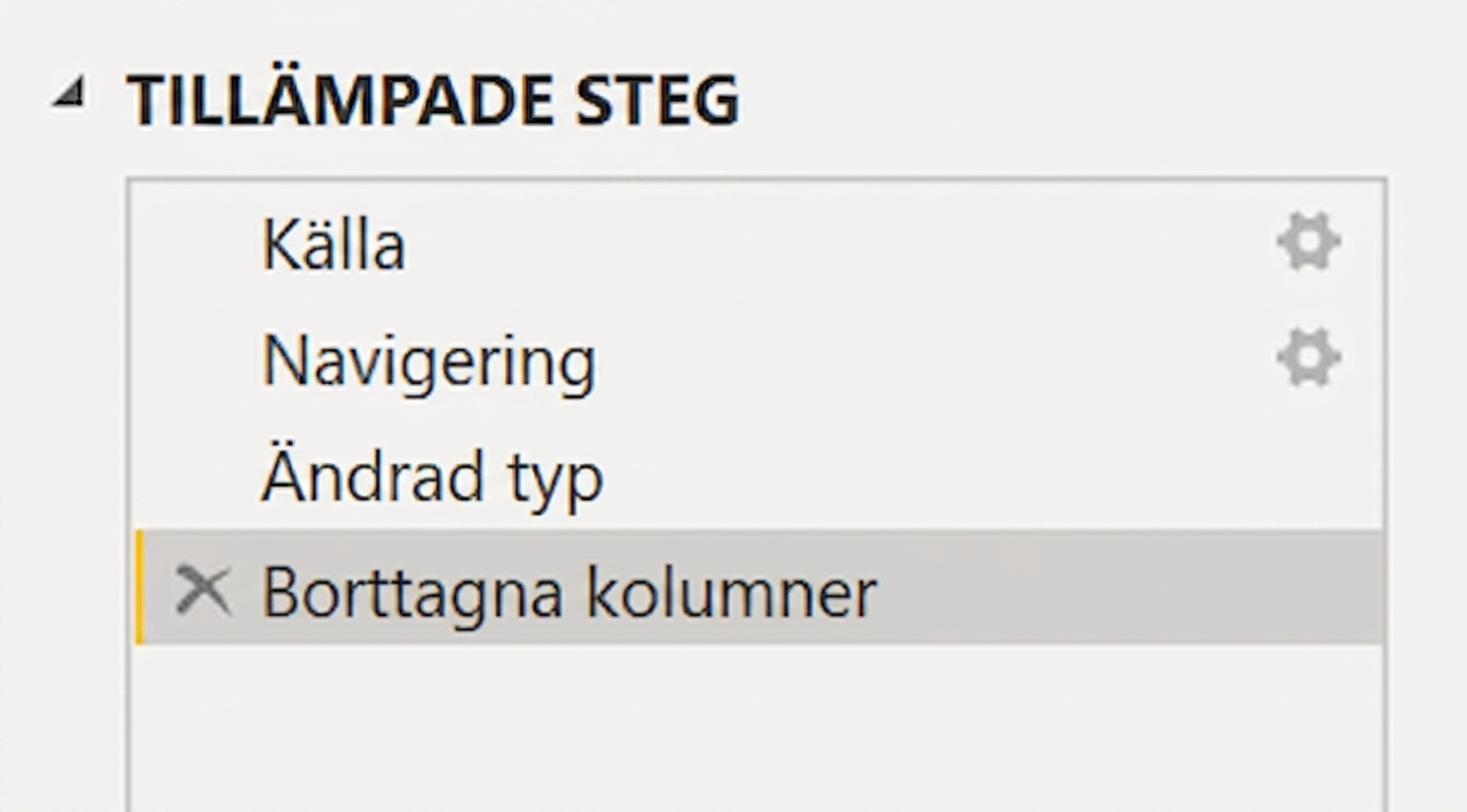 En skärmbild av ikonen Close & Apply i Power Query, som stänger editorn och tillämpar transformeringsstegen på datan så att den kan analyseras i Power BI.