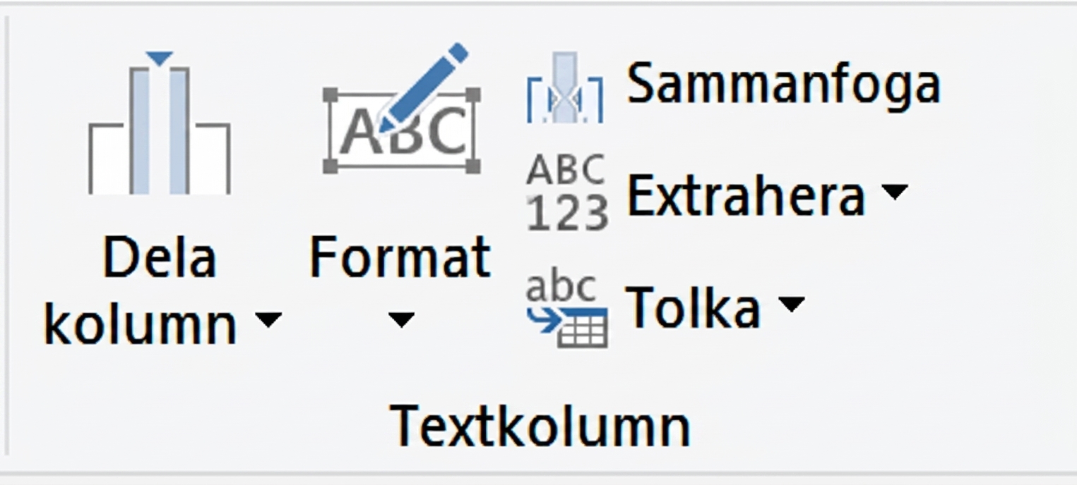 En skärmbild av Power Query-gränssnittet som visar texttransformeringsalternativen