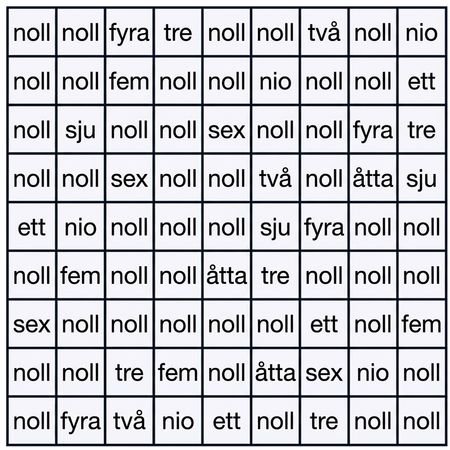 Ett osorterat sudokuspel