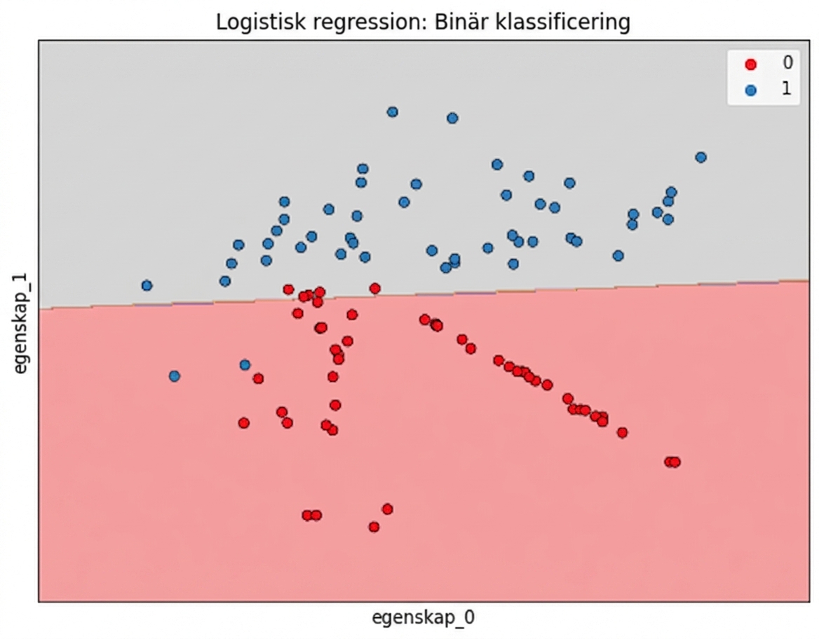 spridningsdiagram över feature1 vs feature 2, med en rät beslutsgräns för att förutsäga churn