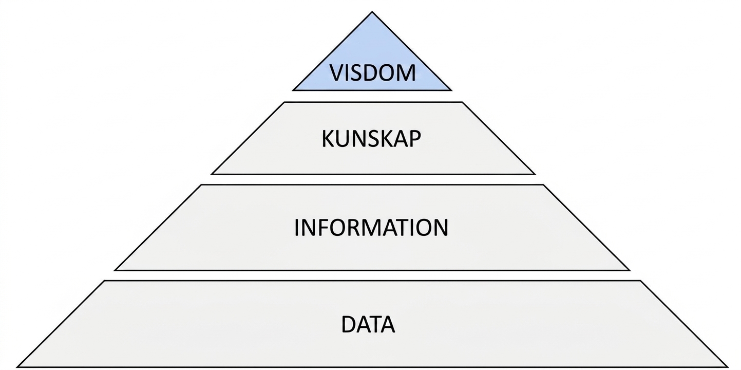 diagram över DIKW-pyramiden med visdomssteget markerat