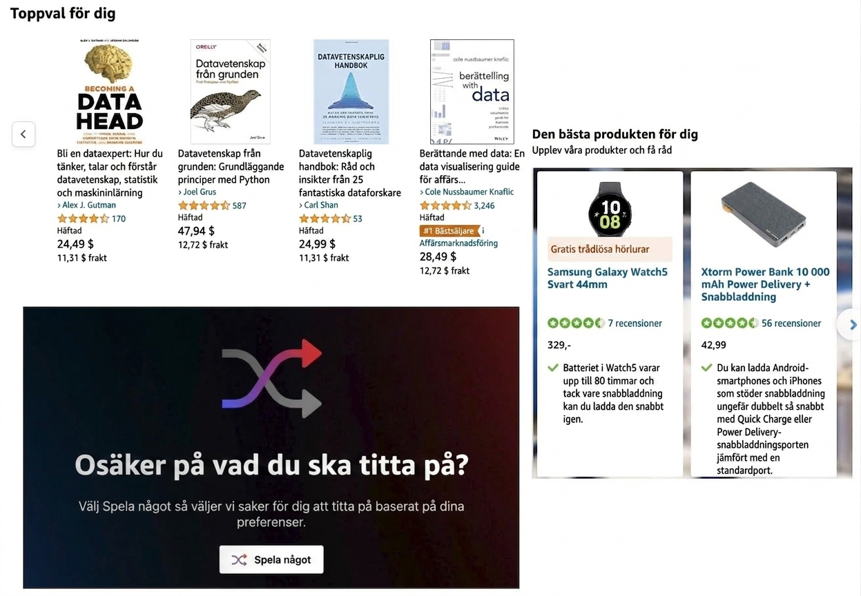 Exempel på rekommendationsmotorer