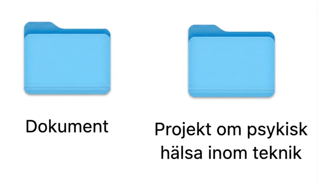 Två mappar med namnen Documents och Mental Health in Tech Project