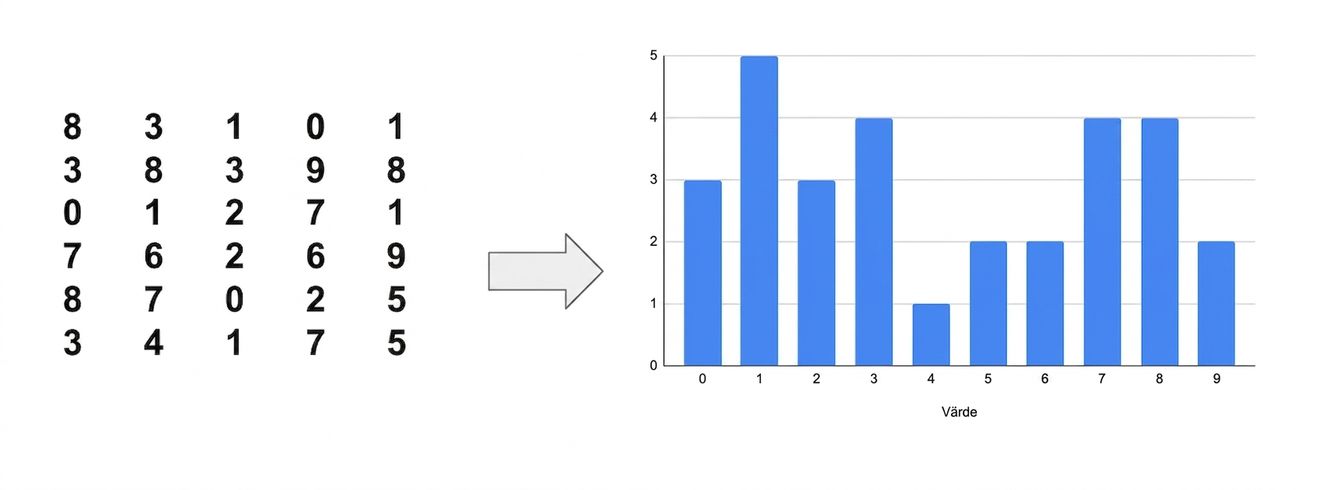 Rådata sammanfattat i ett stapeldiagram