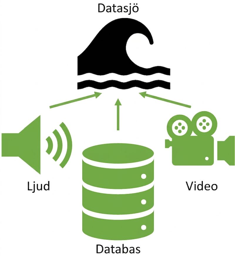 En ljud- och videofil samt databas matar en datasjö