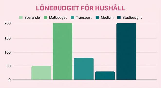 stapeldiagram som jämför procentandelen av lönebudgeten för hushåll
