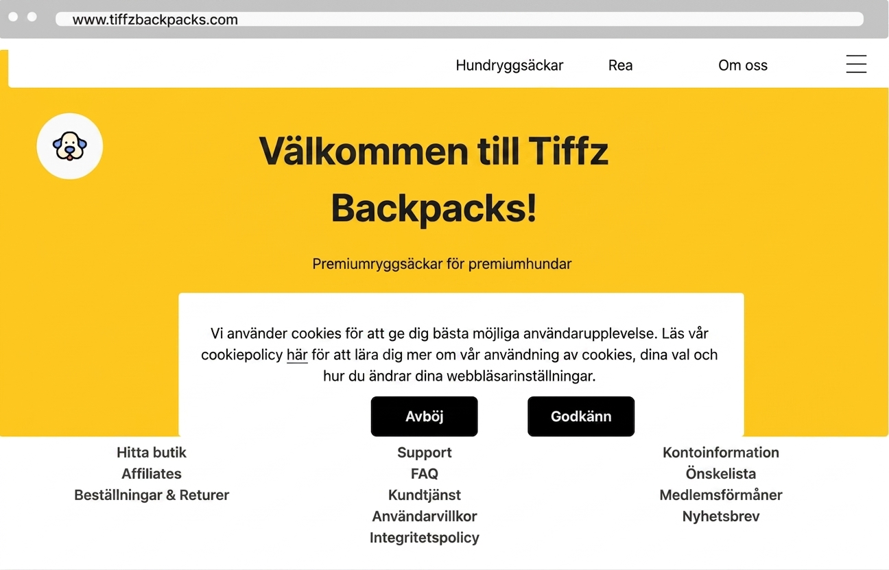 Tiffz backpacks landing page