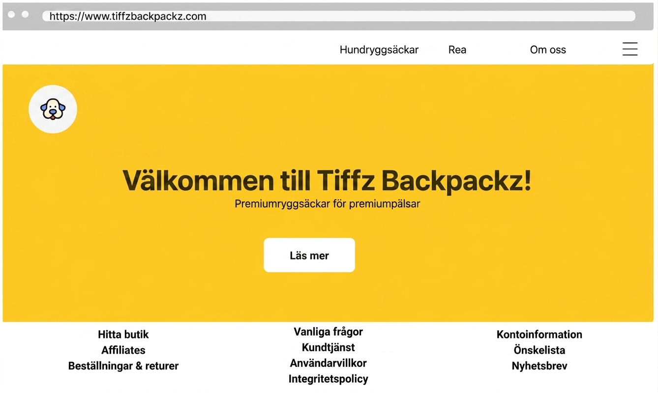 Tiffz Backpackz landningssida