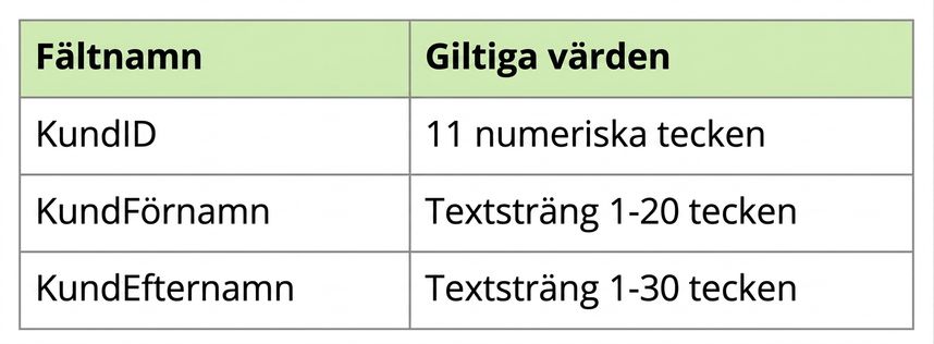 exempel på dataprofil