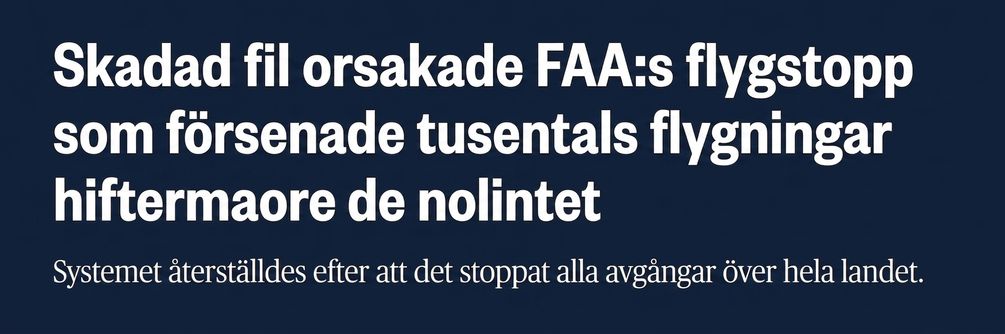 Skärmbild av NBC News rapport om inställda flygningar i USA.