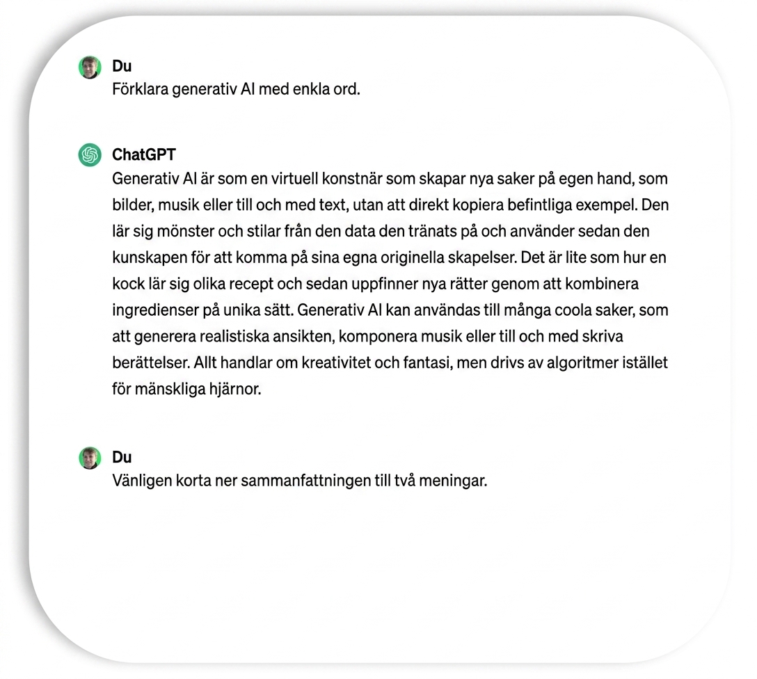 En instruktion till ChatGPT att korta ner sammanfattningen till två meningar.