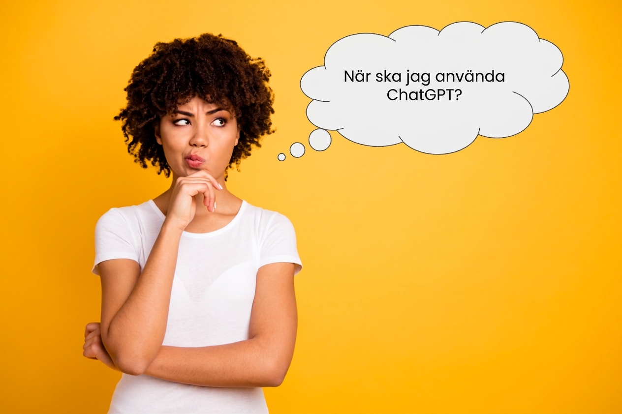 En person som funderar på när de kan använda ChatGPT.