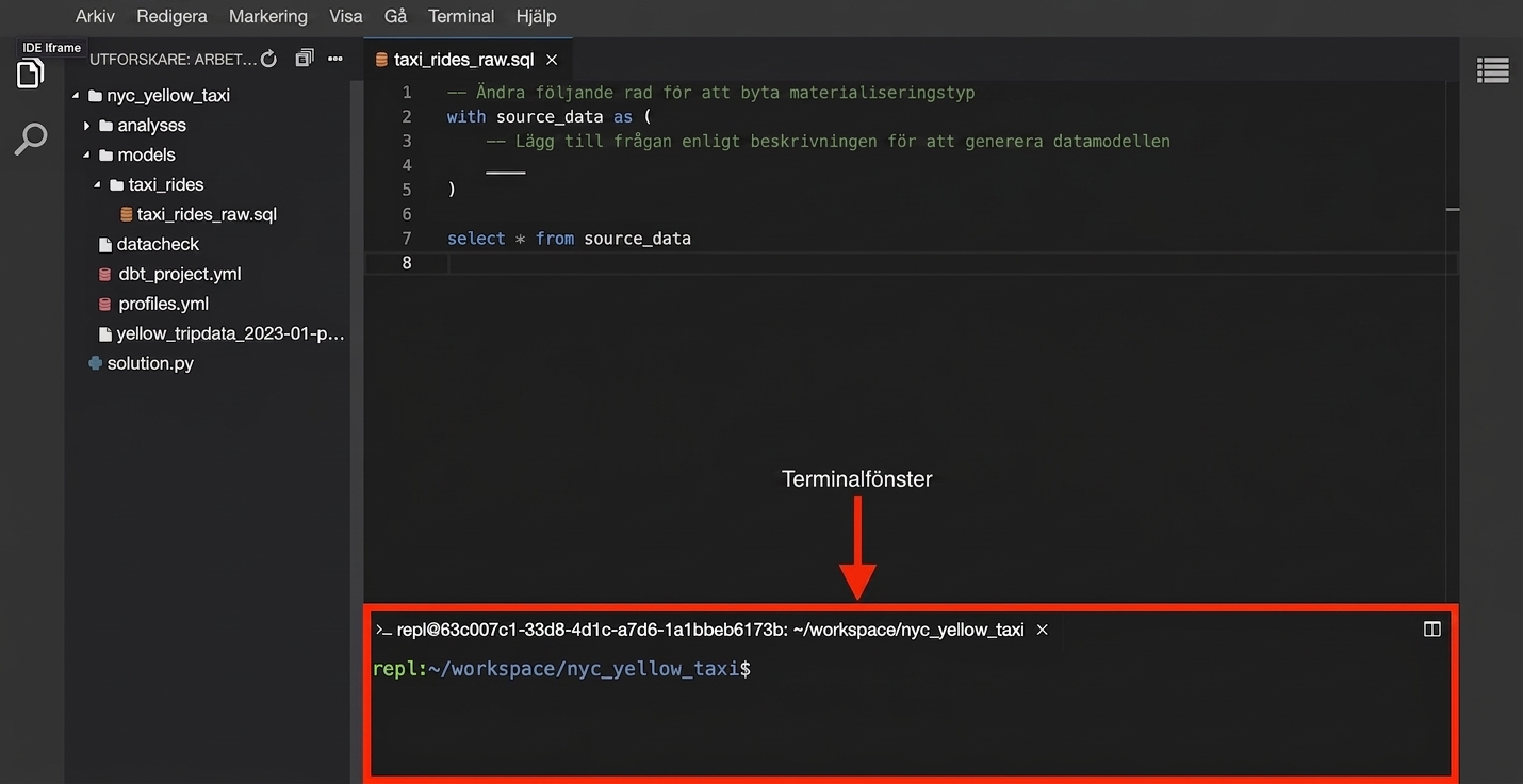 IDE-övningsbild – terminal