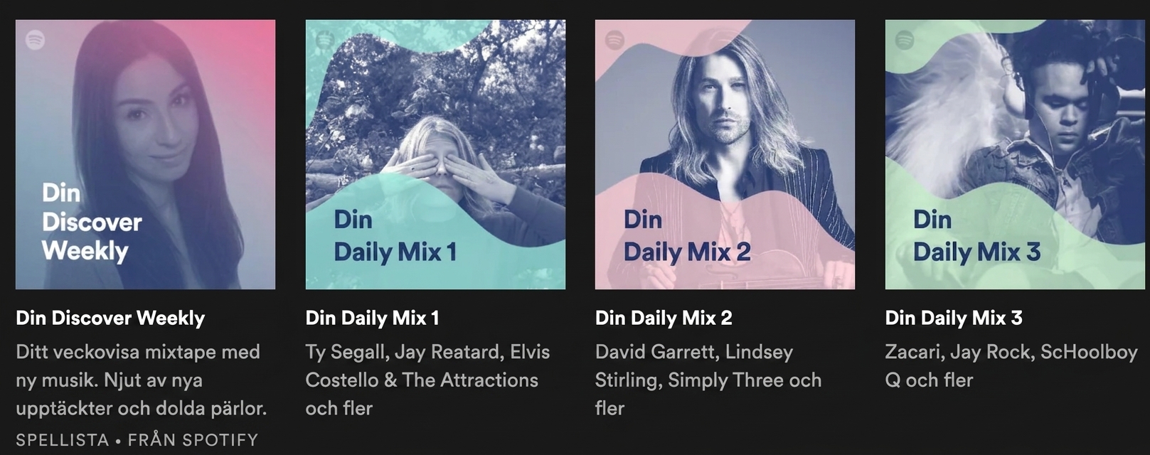 En bild som visar en musikapp med AI-baserade rekommendationer
