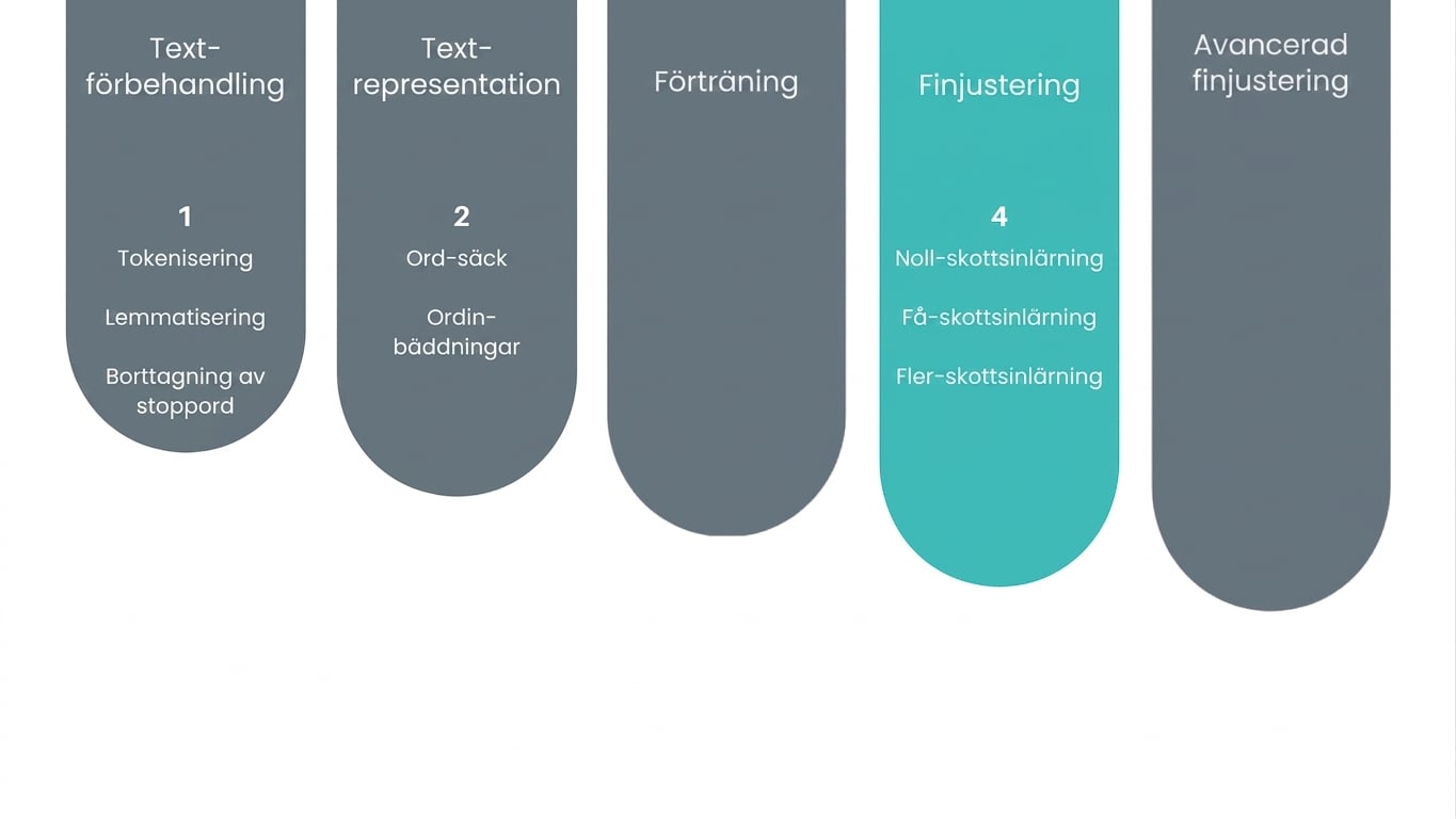 Förloppsdiagram som visar att vi har nått finjusteringsstadiet
