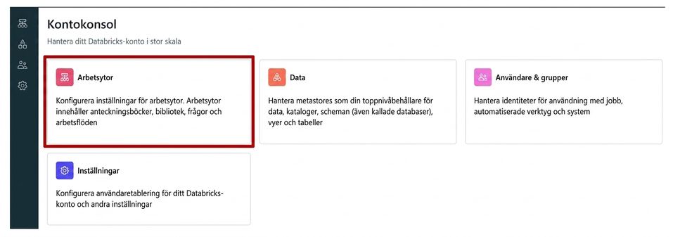 Kontokonsolen – arbetsytor