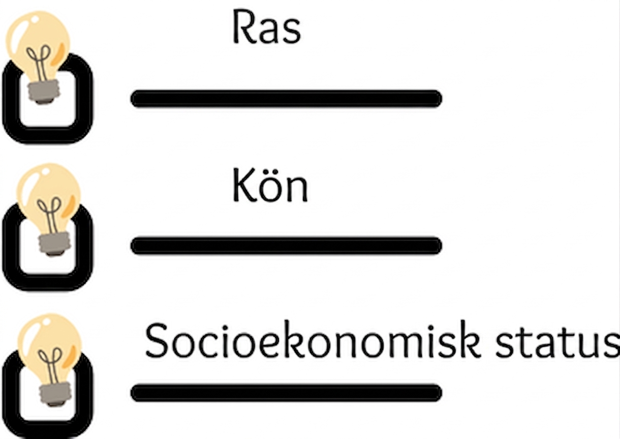 En checklista med ras, kön och socioekonomisk status.