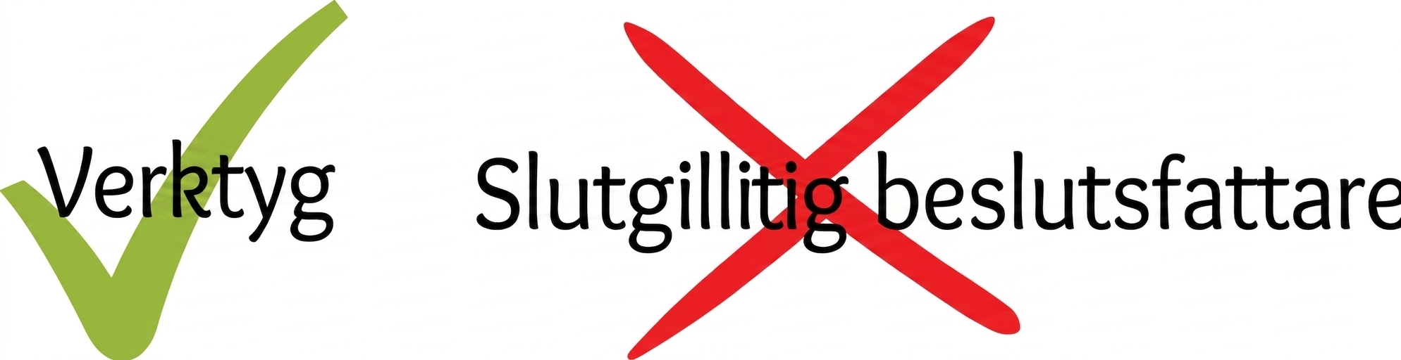 En illustration som visar att AI bara är ett verktyg och inte den slutliga beslutsfattaren.
