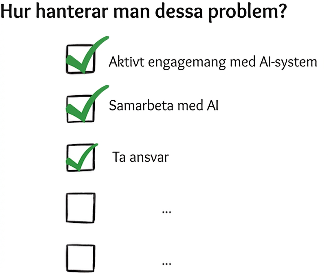 Checklista med åtgärdspunkter för att hantera rättviseutmaningar.