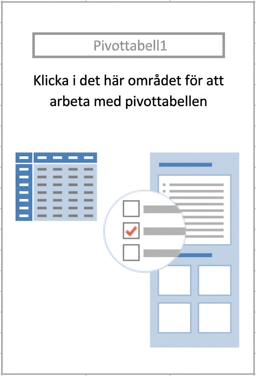 Kontur av en pivottabellsplatshållare som visar användare hur de bygger sin pivottabell