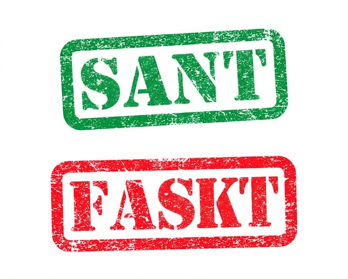 Bilder av ordet TRUE i grönt och FALSE i rött.