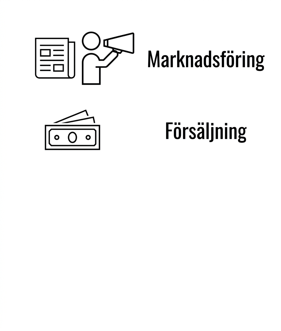 Marknadsföring. Försäljning.