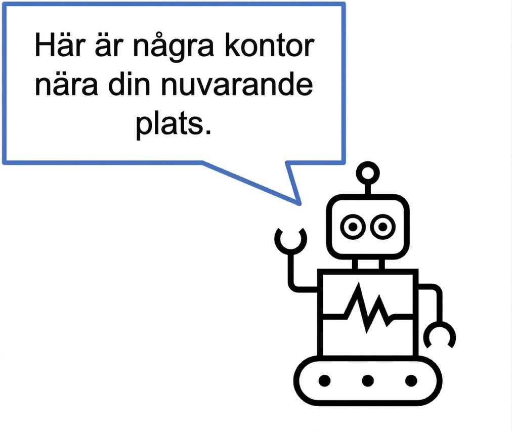 Chatbot som föreslår en plats.
