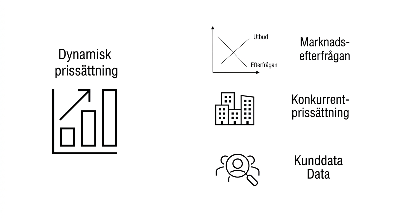 Prisdiagram och diagram över marknadsefterfrågan. En grafik över konkurrenters priser med byggnader. Ett förstoringsglas riktat mot kunder.