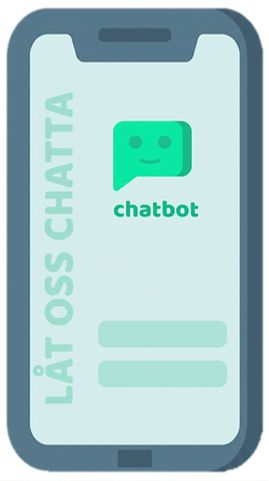 Ikon som föreställer en chatbot på en mobiltelefon.