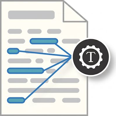 Ikon som visar hur entitetsextraktion handlar om att hämta ut specifika entiteter från en given text