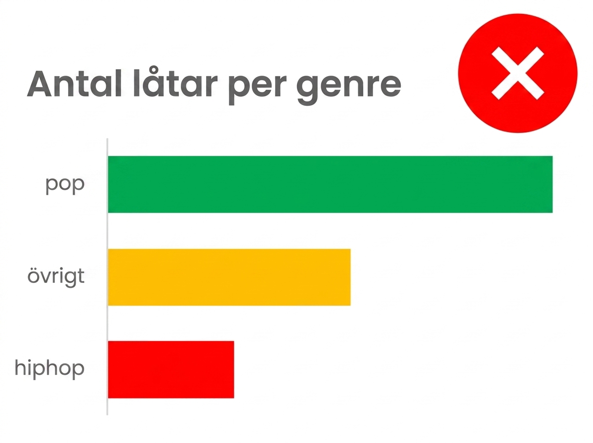 Ett exempel på ett stapeldiagram där varje stapel har olika färg