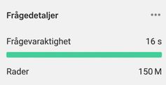 Frågeinformation med tids- och raduppgifter vid val av kolumnnamn