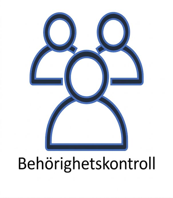 Illustration med stiliserade personer och texten åtkomstkontroll