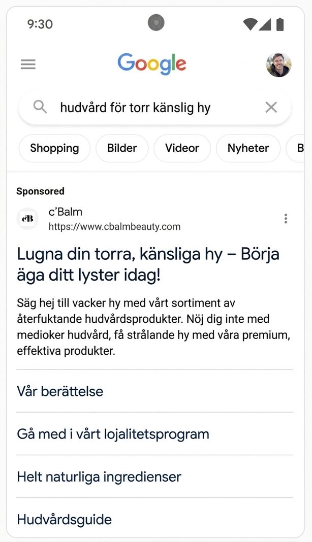 Exempel på Googles annonsplattform som dynamiskt anpassar sig för att ge personaliserad annonsering